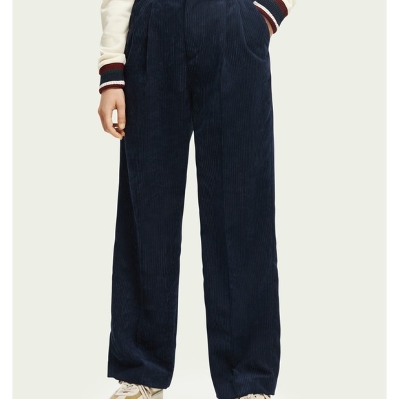 Scotch & Soda Women's Navy Corduroy Trousers - Picture 2 of 2